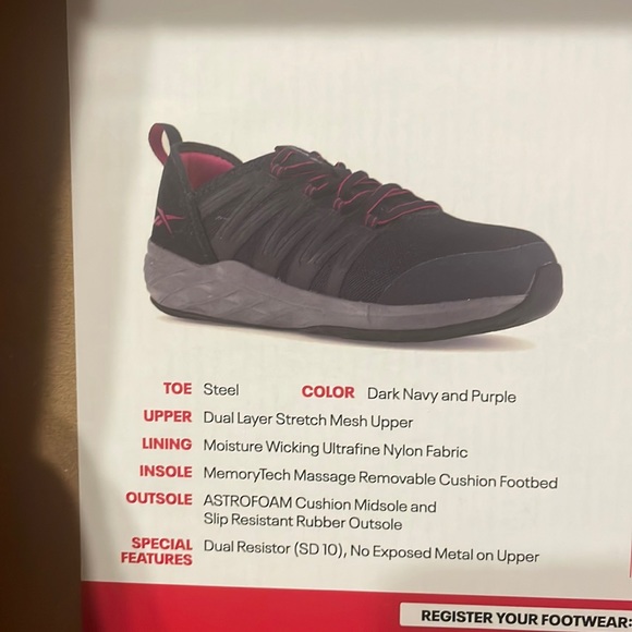 •REEBOK•NWB ASTRORIDE WORK MEMORYTECH MASSAGE FOOTBEED STEEL TOE SHOE SIZE 9.5 - Picture 6 of 16